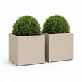Set di 2 vasi da fiori quadrati in resina, 40 × 40 × 40 cm, tortora
