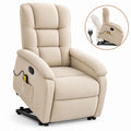 Poltrona relax elettrica alzapersona in tessuto beige con telecomando e schienale alto, 81 × 92 × 107 cm