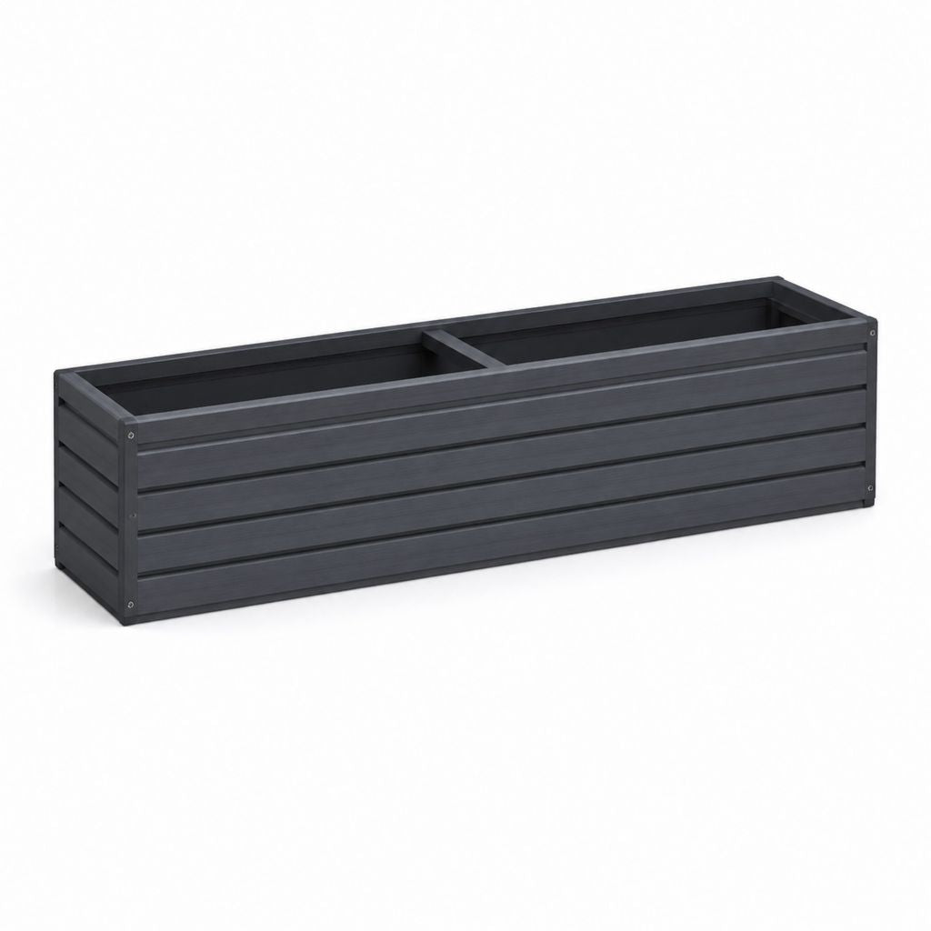 Fioriera rettangolare da esterno in WPC e alluminio grigio antracite 150 x 50 x 54 cm