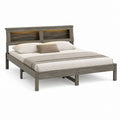 Letto matrimoniale in legno grigio 170 x 210 x 110 cm per materasso 160 x 200 cm con testiera a pannelli e rete a doghe
