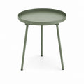 Tavolino laterale rotondo in acciaio verniciato verde salvia, Ø45 × H50 cm