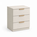 Comodino rettangolare con 3 cassetti in pannello truciolare melaminico bianco crema e champagne, 45 × 40 × 60 cm