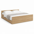 Letto matrimoniale in pannelli truciolari melaminici con rete e 4 cassetti, rovere naturale, 206 x 166 x 90 cm, per materasso 160 x 200 cm