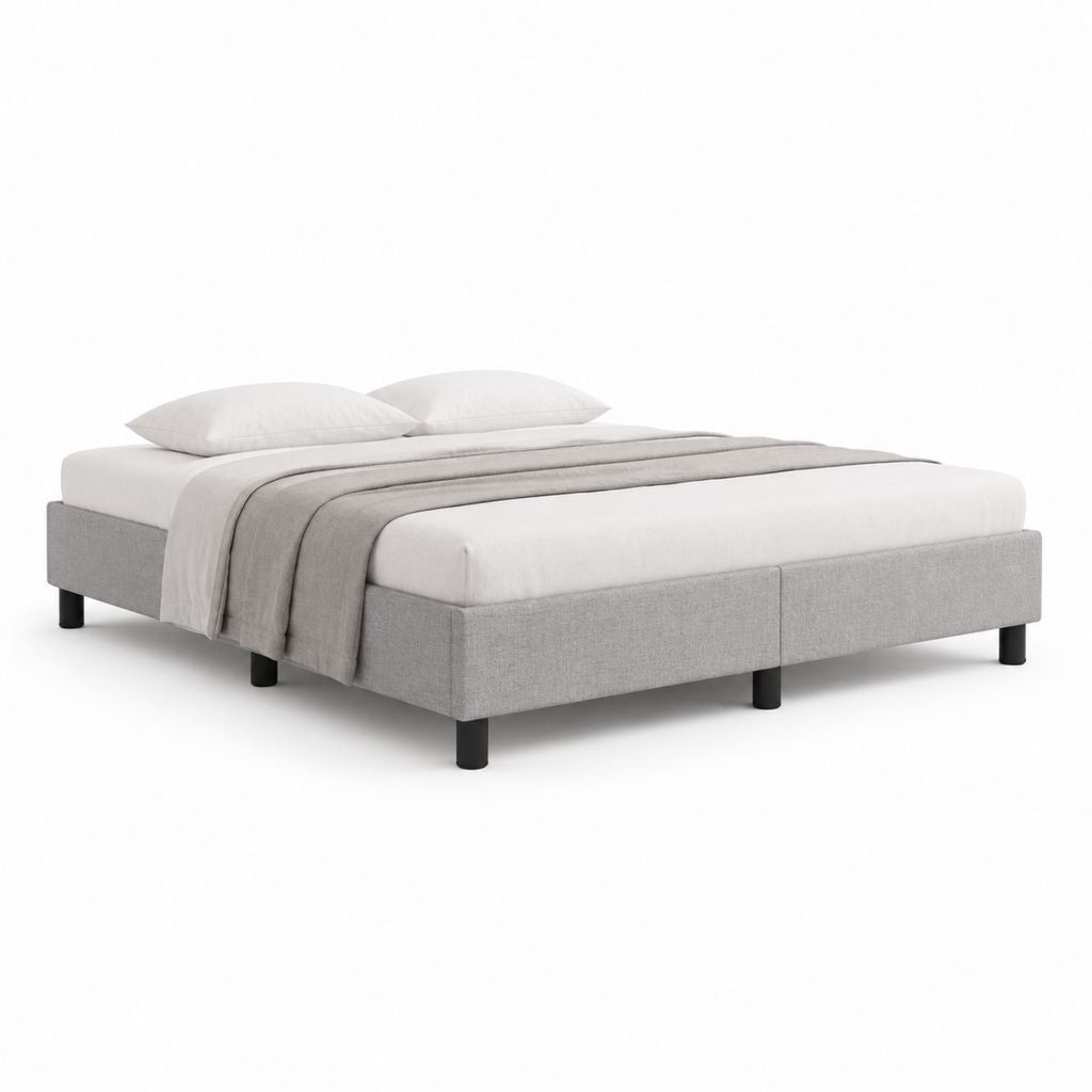 Set di 2 basi letto matrimoniali rettangolari in tessuto grigio chiaro, 180 x 200 cm