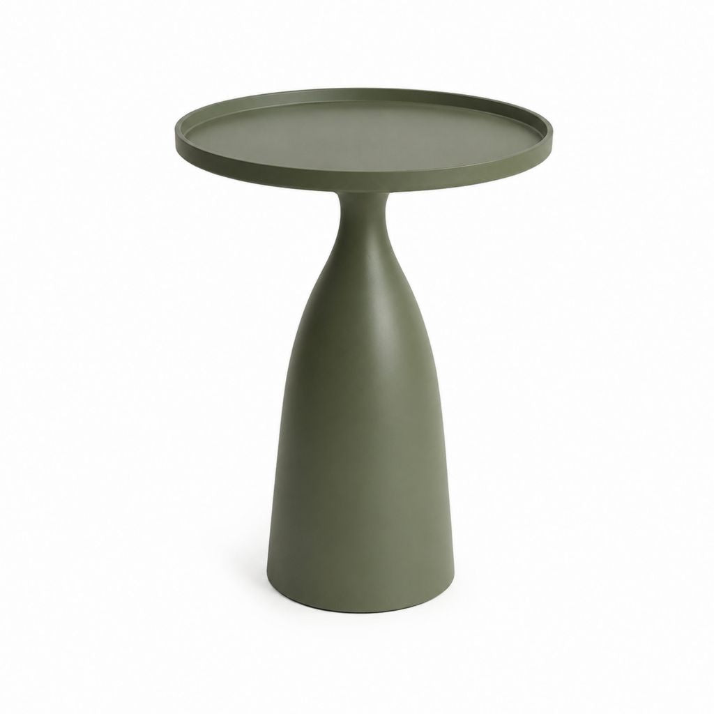 Tavolino laterale rotondo in acciaio verde oliva, Ø45 × H55 cm